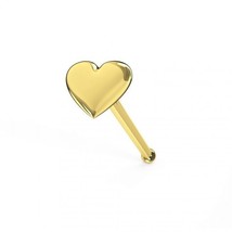 3.5mm Plain Heart Shape 9K Yellow Gold 6mm Ball End Nose Pin Stud 22 Gauge - £38.72 GBP