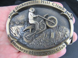 VINTAGE Motorcycle Club belt buckle &quot;DICKEYVILLE HILL CLIMB&quot; HAWKEYE 1988 - £33.49 GBP
