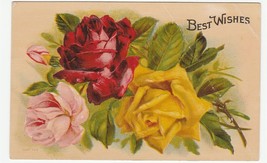 Vintage Postcard Best Wishes Roses Embossed 1911 - $7.91