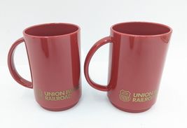 4 Vintage Union Pacific Railroad Red Plastic Coffee Mugs Cups image 7