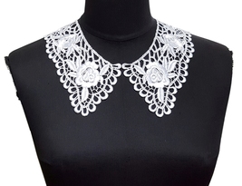 1 pair White Rayon Crochet Neckline Collar Lace Patch Motif Appliques A257 - $7.99