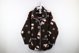 Vtg 90s Disney Womens L Winnie the Pooh All Over Print Fleece Cardigan Sweater - £78.99 GBP