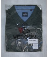 Long Sleeve Veboon Cotton Flex Blue Contrast Placket Polo Green Shirt Me... - $367.27 MXN