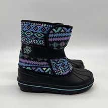 The Childrens Place Big Girls All Weather Snow Boots Size 2 Black green SH1 - $14.85