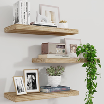 17&#39;&#39; Floating Wall Shelf Set of 3, Rustic Wood Shelves for Wall Storage Bedroom  - £35.48 GBP+