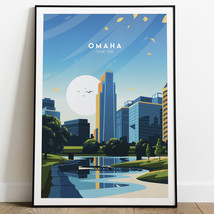 Omaha Poster | Nebraska Print, City Park Lagoon with Downtown Wall Art &amp; Gift - £20.65 GBP+