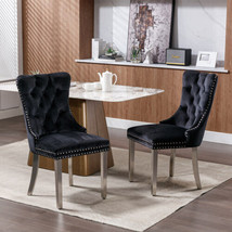 High-end Tufted Solid Wood Contemporary Velvet Upholstered Set of 2 - Black - $188.96