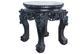 Antique Chinese Carved Wood stand with marble insert - £391.23 GBP