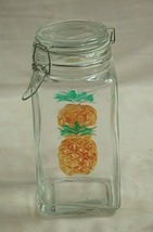 Classic Clear Glass Jar w Pineapple Theme Wire Clasp Bail Closure Lockin... - £23.29 GBP