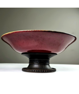 Partylite Moroccan Spice Pedestal Bowl Candle Holder 13x6in Dark Red Bro... - $41.14 CAD