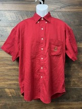 Vintage Ralph Lauren Chaps Shirt Mens Large Red Embroidered Crest Logo Cotton - £9.34 GBP