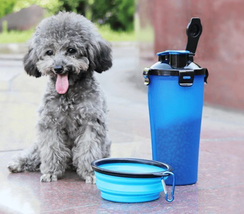 2 In 1Pet Water Bottle Dispenser Travel Portable Dog Cat Drinking Silicone Bowl - £21.32 GBP+