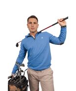 American Fit Men's Quarter Zip with Elbow Patch Bluish-azulino 100% Cott... - $33.95