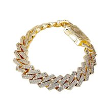 14mm Bracelet Miami Cuban Link Chain With New Spring Clasp Gold Plated Iced Out  - £66.10 GBP+
