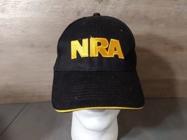 NRA Hat Ball Cap Black Yellow Adjustable National Rifle Assoc American Flag - $12.20