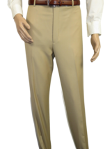 Men&#39;s Mizanni Flat Front Trousers Wool Super 150s #1500 Beige Size 40 - £39.62 GBP