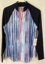 NWT Ladies Jo Fit Blue Blue Navy Hot Pink Galaxy Long Sleeve Mock Shirt Size S image 2