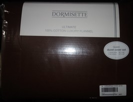 Dormisette German Luxury Cotton Flannel 3PC Queen Duvet Cover Set Chocolate New - $110.92