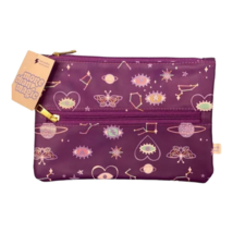 More Than Magic Pencil Pouch Celestial Maroon Dual Pocket Zip Up New - £8.97 GBP