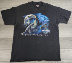 Vtg 1997 Black Harley Davidson Proud And Fearless Wolf Eagle Shirt - Size L - £53.14 GBP