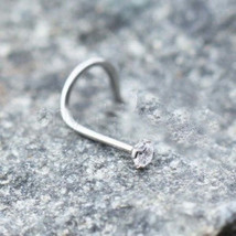316L Stainless Steel Prong Set CZ Screw Nose Ring - $17.95
