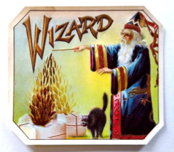Wizard The Magician Black Cat Vintage Cigar Embossed Label Magic Wand So... - $20.24