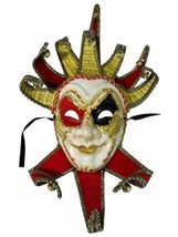 Jester Red Music Decorate Wear Mardi Gras Masquerade Mask Wall Hanging - £36.38 GBP