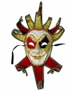 Jester Red Music Decorate Wear Mardi Gras Masquerade Mask Wall Hanging - £36.28 GBP