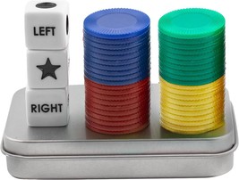 Left Right Center Dice Game Set with 3 Dices 40 Colorful Chips - £11.25 GBP
