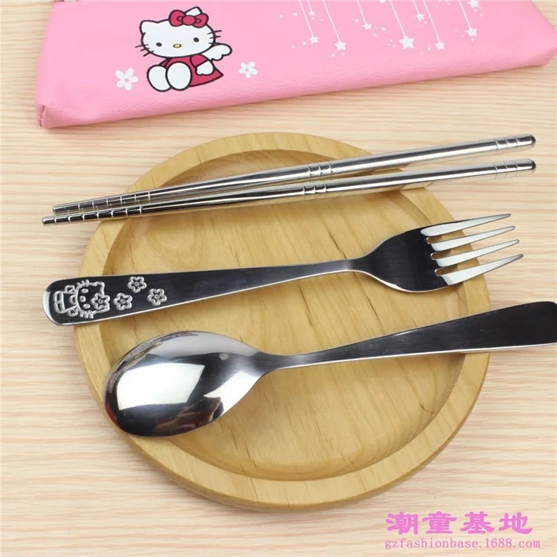Sanrio Hello Kitty Metal Spoon Fork Chopsticks Tableware Cute Kawaii Anime - £8.17 GBP