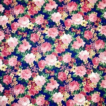 Floral Fabric 45 Dietrich by Richloom Pink Roses on Blue 100% Cotton By the Yard - £3.93 GBP+