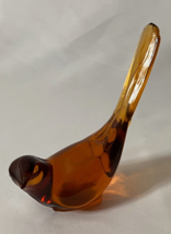 Vintage Fenton Amber Art Glass Bird of Happiness Long Tail Figurine - £19.66 GBP