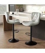 Bar Stools  Swivel Adjustable Set of 2 White Black Dark Gray - $117.59