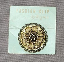 Vintage Regina Round Filigree Gold-tone Shawl Scarf Dress Clip Slide W. Germany - £14.80 GBP