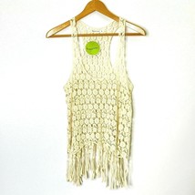 Breeze Over Women&#39;s size Small Crocheted Tank Top Scoop Neck Racer Back Fringe - £17.69 GBP