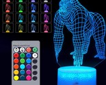 3D Gorilla Night Light Christmas Mood Lamp Led Color Changing Animal Lam... - £22.13 GBP