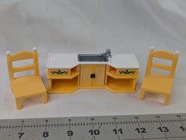 Epoch Calico Critters Kitchen Sink Chairs Lot Yellow - $12.95