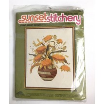 Sunset Stitchery Needlepoint Indian Basket Bouquet Autumn Colors Kit 2290 - $37.64