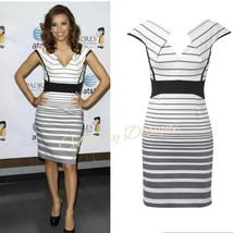 Designer Eva Graphic Stripe Folded Neckline Pencil Midi Dress AUS STOCK ... - $59.99