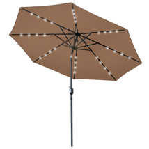 Patio Solar Umbrella 32 Led Lights Sun Shelter Aluminum Umbrella W/ Crank(10Ft) - £86.30 GBP