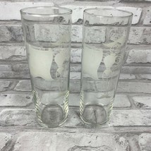Vintage Libbey Frosted Trumpeter Trumpet Player Tall Tom Collins Glass Lot of 2 - £23.04 GBP
