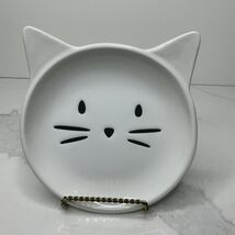 Signature Ceramic Bowl Cat Face Shaped Trinket Dish White New - $13.81