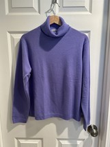 Lord &amp; Taylor Women’s Sweater Large Purple Two Ply Cashmere Turtleneck Pullover - £25.62 GBP