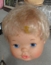 Vintage 1975 IDEAL Vinyl Blonde Boy Character Doll Head 5&quot; Tall - £14.80 GBP