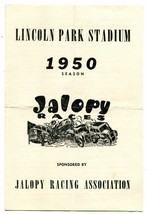 Lincoln Park Stadium Auto Race Program 1950 Jalopy races - £54.15 GBP