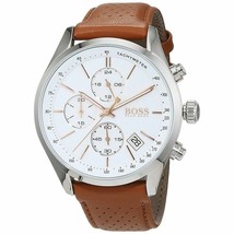 Hugo Boss HB1513475 Grand Prix Mens&#39;&#39; Brown Leather Chronograph Watch + ... - £148.21 GBP