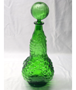 Vintage EMPOLI 14.5&quot; Hand Blown Glass Raised Grapes &amp; Vine Decanter With... - $51.46 CAD