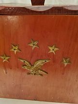 FIVE STARS ABOVE THE EAGLE EMBLEM ON WOOD BOX WITH LID & HANDLE image 2