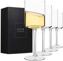 Square Wine Glasses Set of 4 - Crystal Wine Glasses 14oz in Gift Packaging - - £41.55 GBP
