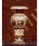 15&quot; marble flower vase pot inlay mother of pearl pietra dura decor room ... - $1,975.05